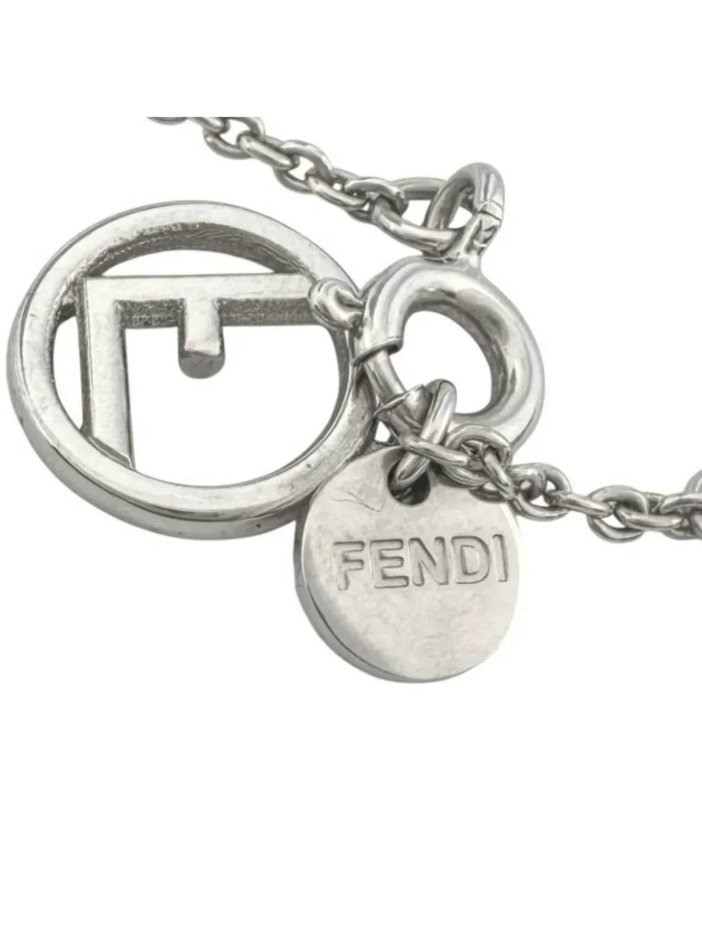 Fendi F is Fendi Metal Rhinestone Silver Necklace